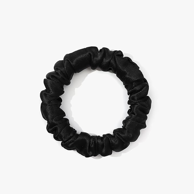 LILYSILK 9 Pack 100 Real Mulberry Silk Scrunchies Black for Women Mini- Colorful Hair Bow Ties- Girls- Unique Bobble Elastics Hair Scrunchy- Soft Cute