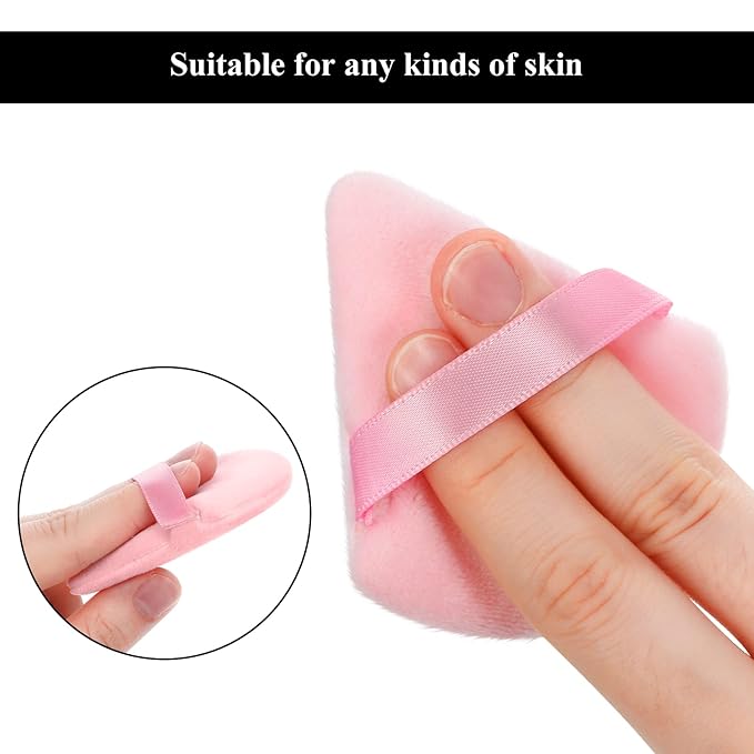 Maitys 12 Pcs Powder Puff Triangle for Face Makeup Cosmetic Loose Powder Puff Velour Soft Body Washable Reusable Foundation Sponge Wet Dry Makeup Tool for Women(Small,Pink)