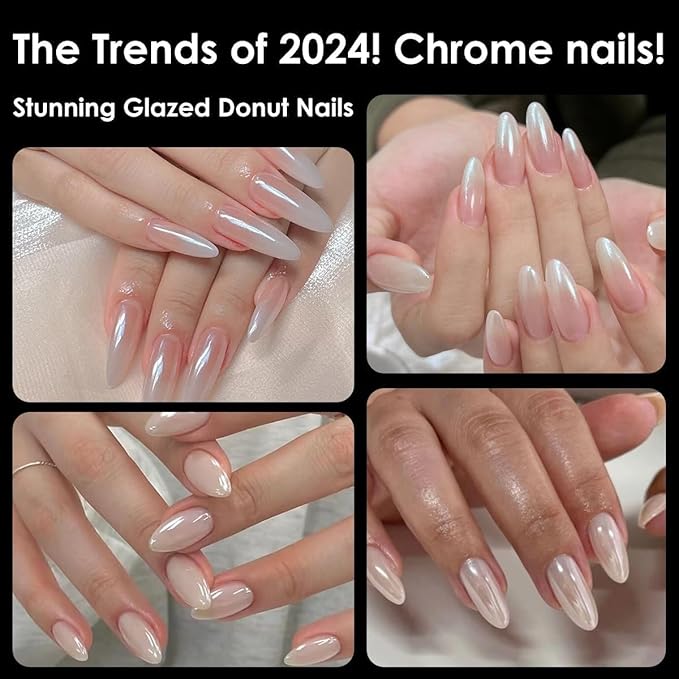 BISHENGYF White Pearl Chrome Nail Powder: 7 Colors Iridescent Aurora Chrome Powder Pearl Mirror Effect Glitter Powder Pearlescent Ice Transparent Mermaid Pigment Dust for Nail Art Decoration