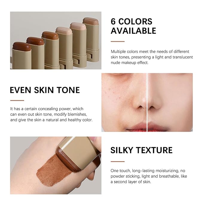 2 Pcs Foundation Stick Beauty Balm Serum Boosted Skin Tint Solid Tinted Moisturizing Serum Contour Stick Foundation for Women Natural Finish Makeup (#02, 0.63 OZ)