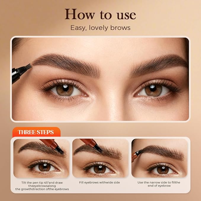 Microblading Eyebrow Pencils, 2026 Upgraded Waterproof 3D Microblading Eyebrow Pen, Ultra-Fine Tip for Natural Hair-Like Strokes, Smudge-Proof Long Lasting Brow Pen for Women (Gray)