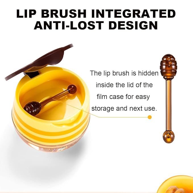 4PCS Strawberry & Honey Lip Balm, Vitamin E Moisturizing Propolis Sleeping Lip Mask, Effective Reduces Lip Lines Prevention Dry and Cracked Lip Scrubs Exfoliator Smoothing Dry Lip Care