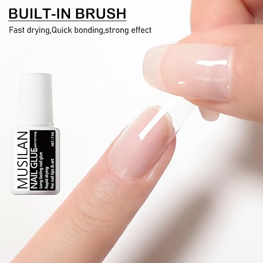 Nail Glue for Press On Nails, Nail Tips and Acrylic Nails (28ml) Super Strong Long Lasting Nail Bond Adhesive Gel Nail Glue Brush On Nail Glue for Acrylics Glue On Nails Fake Nails with Brush