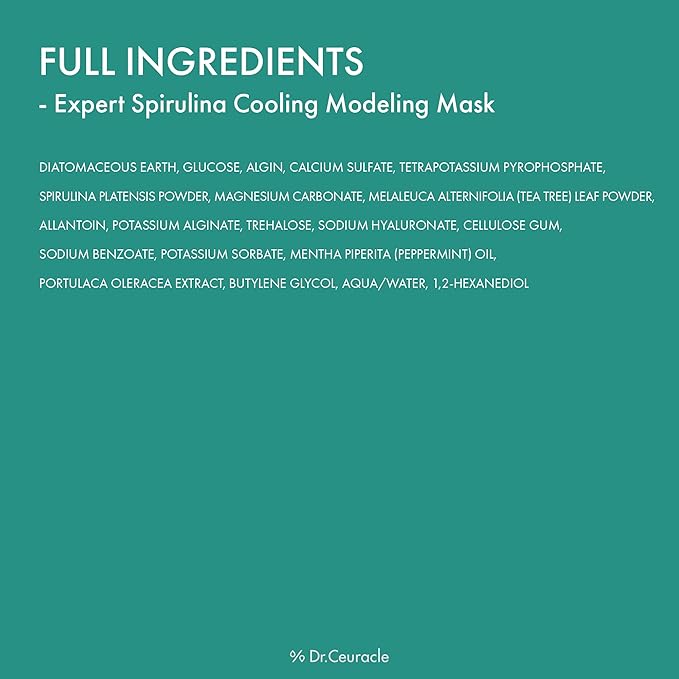 leegeehaam Dr.Ceuracle Expert Spirulina Cooling Modeling Face Mask - Korean Skincare Jelly Face Mask for Glass Glow Skin, DIY Home Spa (1kg / 35.24 oz.)