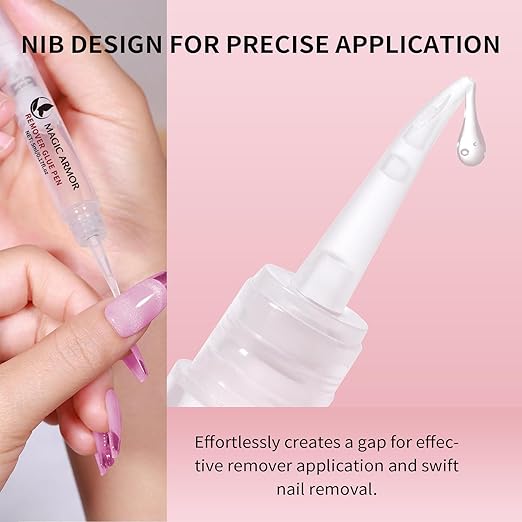 MAGIC ARMOR 15g Semi Solid Nail Glue Gel with 5ml Remover Glue Pen, Super Glue for Press On Nails, No UV Light Needed Long Lasting, Click Removal Pen Design 3-in-1 Remover