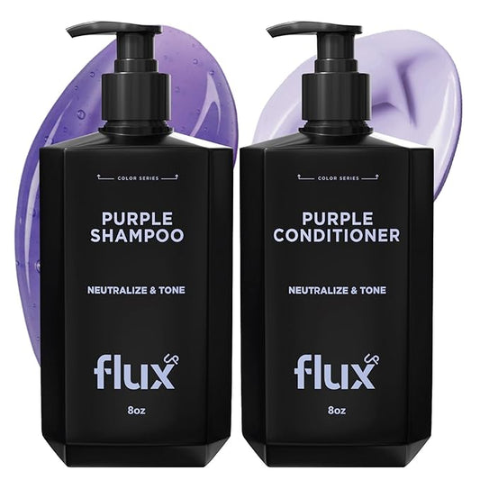 FLUX UP Purple Shampoo and Conditioner for Blonde Hair Women & Men – Blonde & Silver Hair Toning – Anti-Brass Sulfate Free Shampoo and Conditioner - 8 fl oz