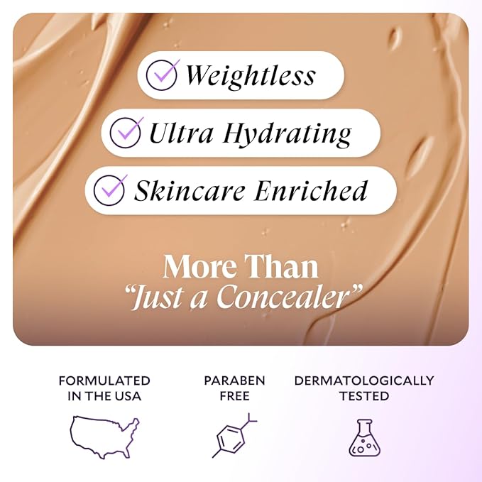 Fièra All-In-Wonder™ Concealer + Foundation – Full-Coverage, Crease-Proof, Hydrating Formula for Mature Skin, Blurs Fine Lines & Dark Circles, Radiant Second-Skin Finish – Caramel, 0.5 FL. OZ. / 15 ML