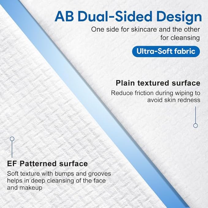 Ultra-Soft Disposable Face Towel - 50 Count/Box, 10" x 12", Biodegradable Face Towel, Superior for Sensitive Skin Face Towelette, Personal Hygiene (50 Count (1 Box）)