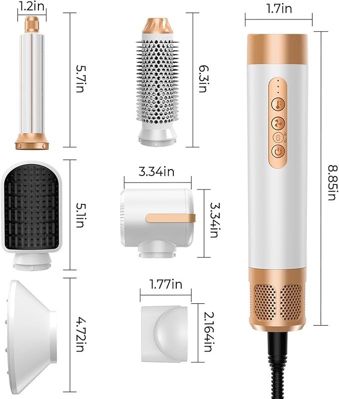 7 in One Blow Dryer Brush, Negative Ion Hair Dryer Brush Set Upgrade Hot Air Brush Air Styler Curling Wrap Air Curler, Curling Iron Hair Styling Tools As A Gift for Straight/Curl/Drying/Smoothing