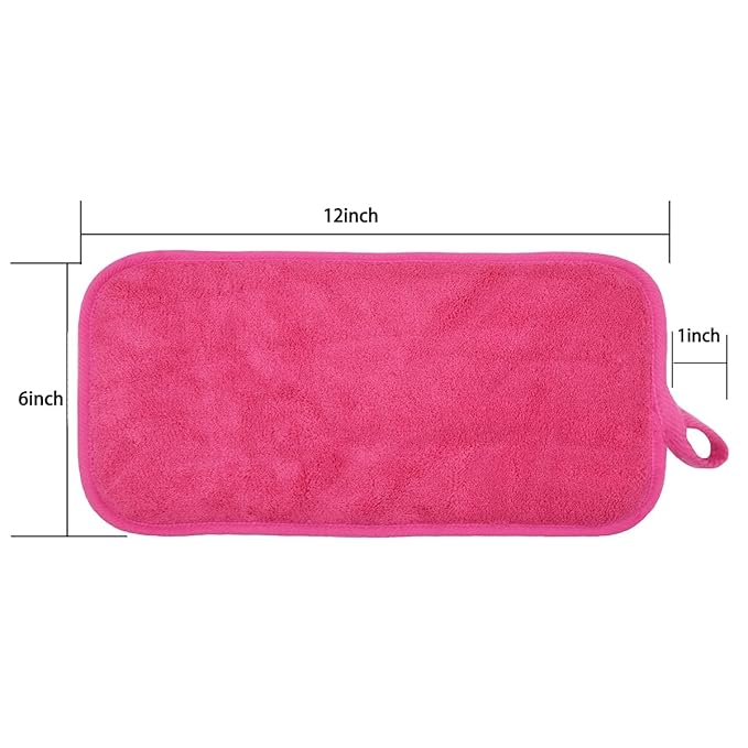 BloomSesame Makeup Remover Cloths for Face, Eye, Lips - Reusable Makeup Remover Pads Soft Microfiber Facial Cleansing Cloths 6 x 12 inch 12 Pack (Dark Pink)