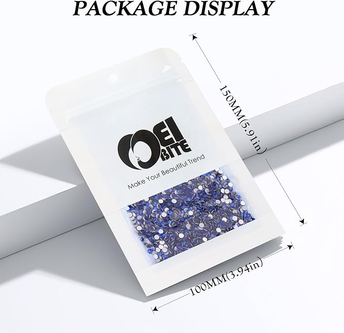 Meibite Sapphire Flatback Rhinestones, Glass Rhinestones for Nail Art and Craft, Glue Fix, Loose Crystal Gemstones(Blue, SS8, 2880pcs, 2.3-2.5mm)