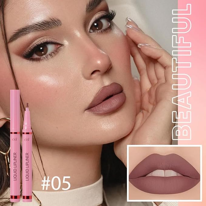 Hxssll Ash Brown Lip Liner Stain – 24H Longwear Waterproof Matte Lip Contour Pen, Transfer-Proof Precision Marker for Defining & Outlining Lips All Day Stay Lip Lip Liner Marker 05#