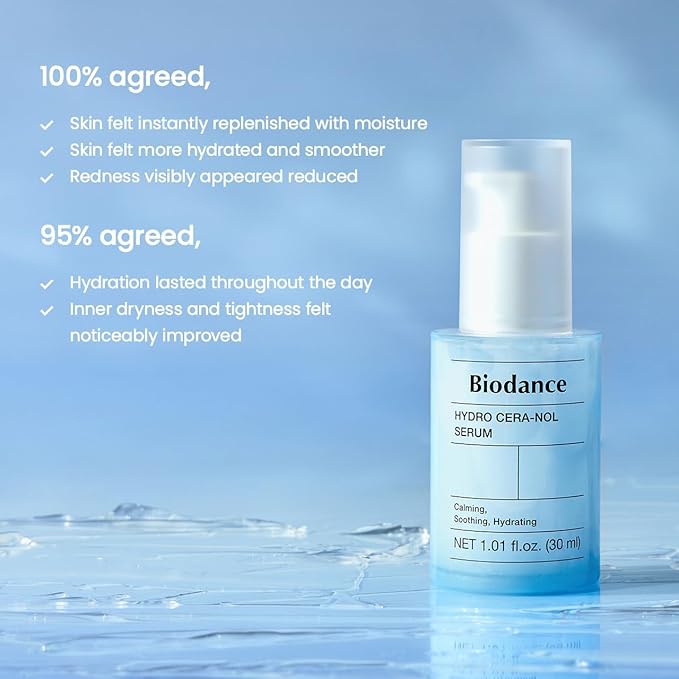 BIODANCE Hydro Cera-nol Serum, Ceramide, D-Panthenol, Hyaluronic Acid for Hydrating, Soothing for Sensitive Skin, Korean Skin Care, Gifts for Women | 1.01 fl.oz x 1 ea