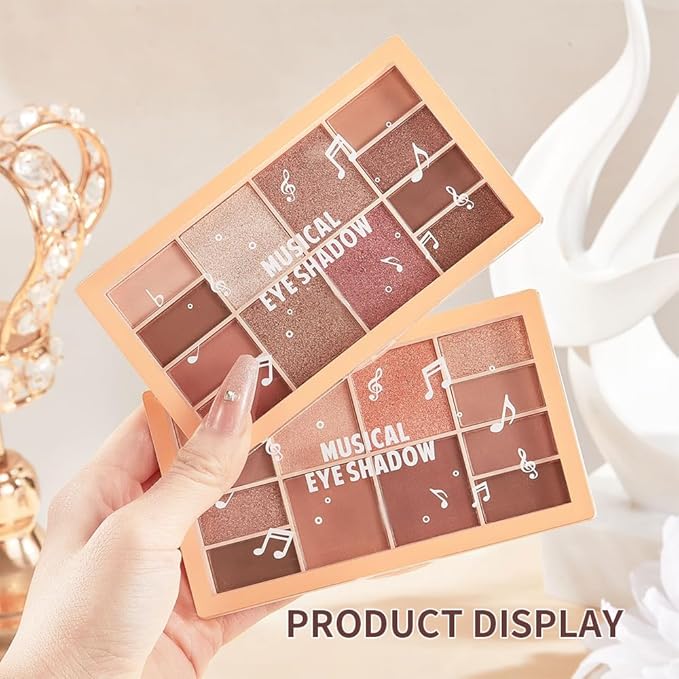 12-Color Warm Red Brown Eyeshadow Palette – Matte, Shimmer&Glitter Neutral Nude Shades with Rose Gold, Champagne, Bronze&Peach Tones, High-Pigment, Long-Lasting, Blendable Soft Glam Eye Makeup Palette