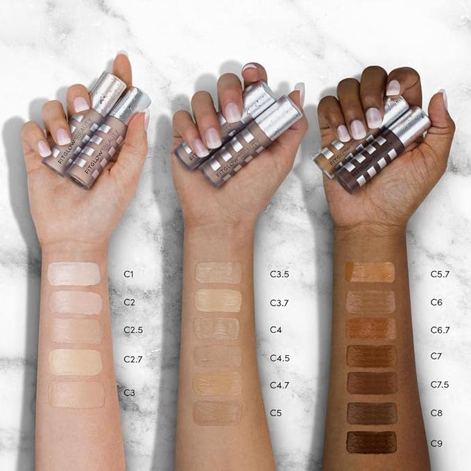 Fitglow Beauty Conceal+ | Vegan Full Coverage Concealer Skincare with Vitamin K + Green Tea | Corrects Dark Circles, Blemishes & Redness | Non-Creasing, Natural Finish | C5.7-6g