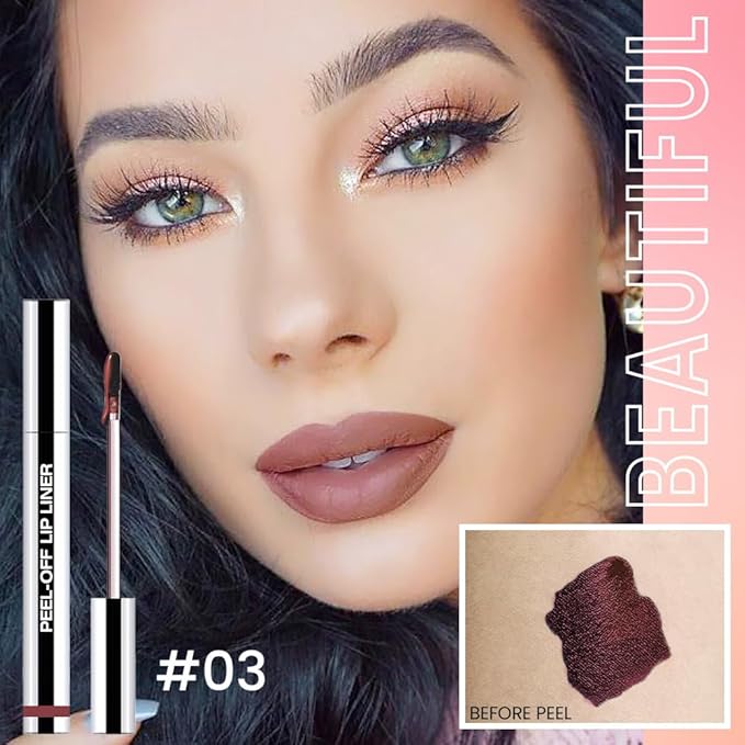 JUAAZIN 2Pcs Matte Liquid Lip Stain Peel Off Lip liner Tattoo, Matte Peel Off Lip Stain, Long Lasting Waterproof Lipstick Lip Gloss Stain, Transfer-proof for All Skin Types (0.24 fl oz-02#+03#)
