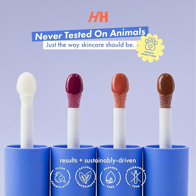 Handmade Heroes 100% Natural Vegan Lip Oil with Squalane Non-Sticky Lip Gloss Moisturizing, Shiny, Nourishing Korean Lip Gloss Lip Treatment - Pack of 3