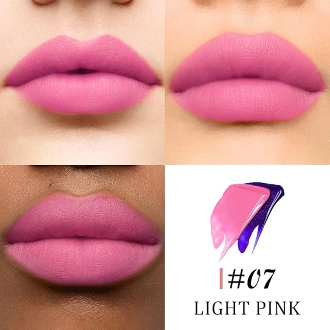 JUAAZIN Peel Off Lip Stain Tattoo with Tweezer - Light Pink Matte Lip Tint, Long Lasting Waterproof Transfer-Proof Lip Stain, Cruelty-Free Lip Masque for All Skin Types, Valentine's Day Gift 07#