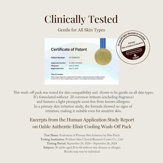 Authentic Elixir Cooling Wash-Off Pack (105 ml / 3.55 fl.oz) | Wash-off Mask for Pore Care & Skin Refreshment | Helps Depuff & Revive Tired-Looking Skin | Korean Skincare