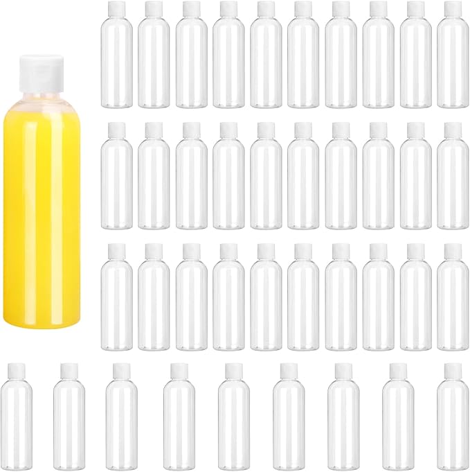 KUKLIPJIM 40 Pack 5 oz Plastic Bottles with Caps, Clear Empty Bottles, Cosmetic Containers for Lotion and Shampoo, Travel-Friendly Bottles, BPA-Free for Liquids and Personal Care
