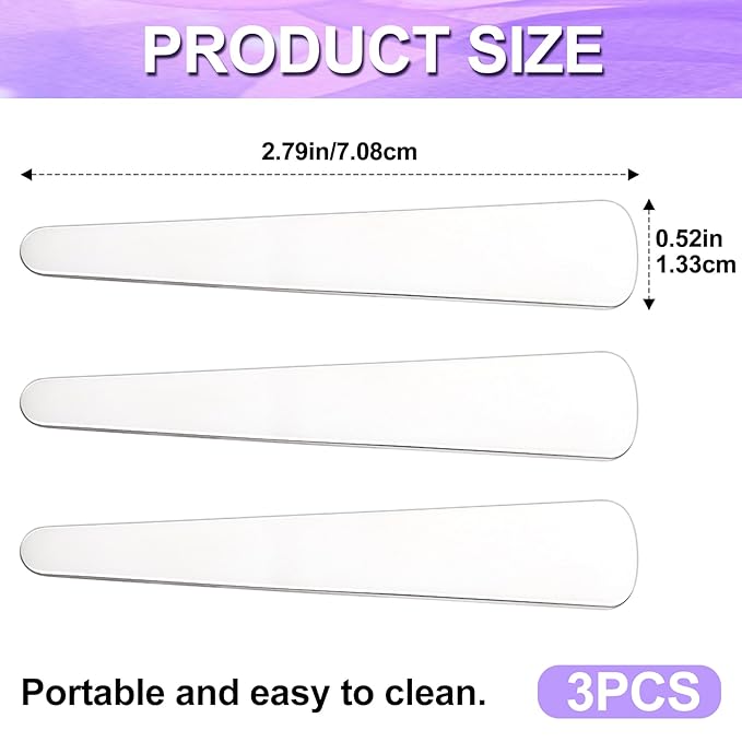 Pndeyo 3pcs Mini Metal Makeup Spatula, Reusable Cosmetic Cream Spatulas Spoon, Skincare Scoop Applicator Facial Massage Beauty Tools for Mixing and Sampling Face Eye Cream- 2.79"×0.52"