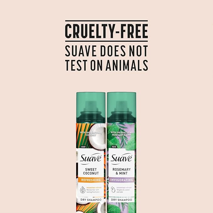 Suave Dry Shampoo Spray Variety 2-Pack – Invigorating Rosemary & Mint, Refreshing Sweet Coconut, 4.3 Oz Ea
