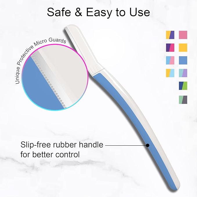 THURLADY Dermaplane Razor for Women Face, Eyebrow Razor, Face Razors for Women Dermaplaning, Peach Fuzz Remover, Gentle Exfoliation & Facial Hair Removal, Travel Essentials, (12 pcs, Aegean Frost)