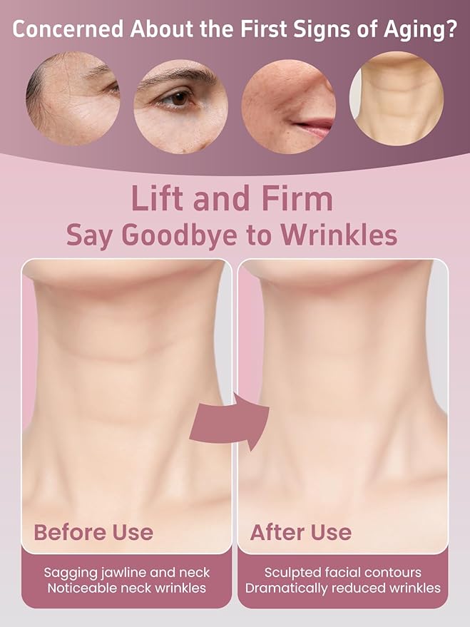 Electric Facial Massager & Neck Lifter, Lymphatic Drainage Depuffer, Jawline Sculpting, Skin Firming, Under-Eye Care, Soothing Vibration, Pairs with Serum, Ergonomic Metal Body, at-Home Spa Results