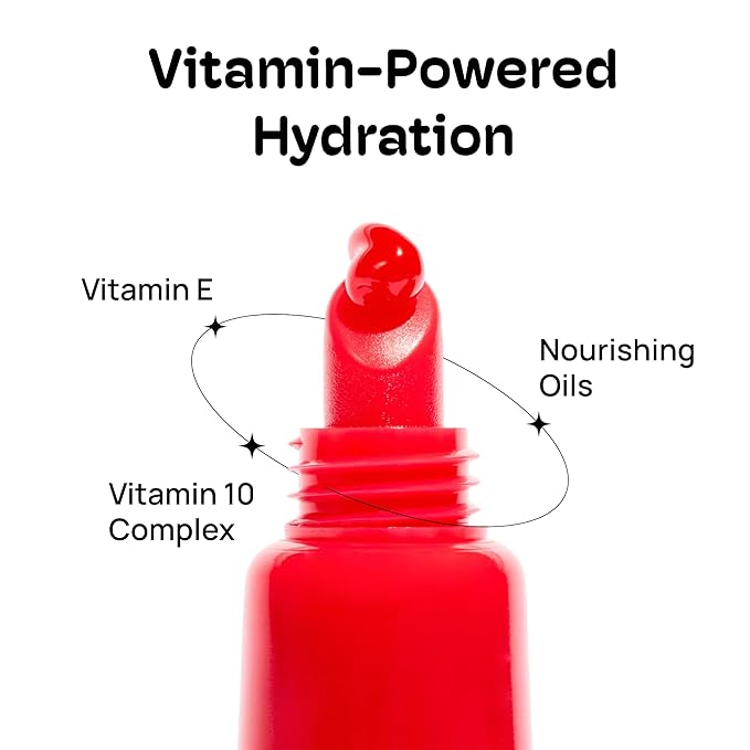 MIXIK 123 Lip Jelly, Sheer Glossy Lip Gloss with Vitamin 10 Complex & Nourishing Oils, Hydrating, Vegan, Cruelty-Free, Non-Sticky Jelly Lip Stain, 0.3 fl oz (9ml) (Cherry Love)