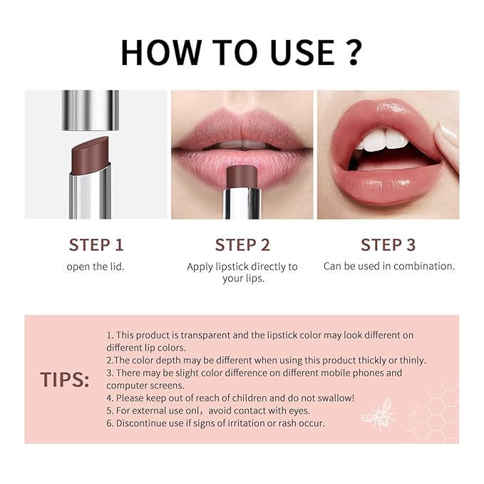 Honey Lipstick Tinted Lip Balm - Sheer Hydrating Lipstick for All Skin Tones - Moisturizing Lip Color, Nourishing Lip Balm with a Hint of Natural Black Cherry Tint (Nude Honey)