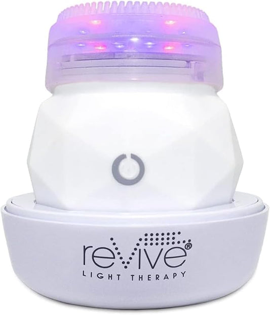reVive Light Therapy Soniqué Mini Acne Cleanser, Battery-Operated Sonic Face Cleanser Brush with Blue & Red Light Therapy, Medical-Grade Acne Device for Face & Body, Water-Resistant