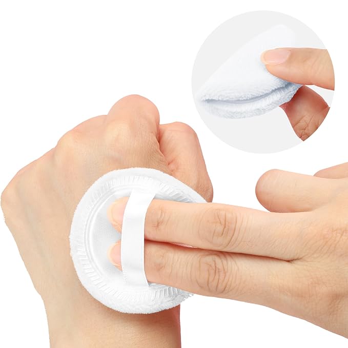 Senkary 12 Pieces Powder Puffs Cotton Round Makeup Pads Soft Face Compact Puffs for Loose Setting Pressed Powder, 2.36 Inch (White)