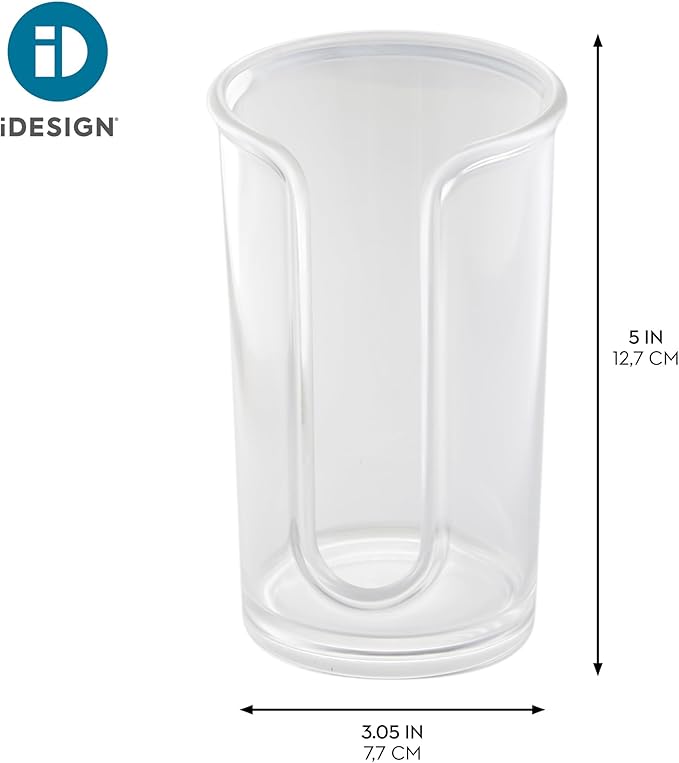 iDesign Round Cosmetic Cotton Pad Holder - Cosmetic Dispenser for Cotton Rounds - Clear