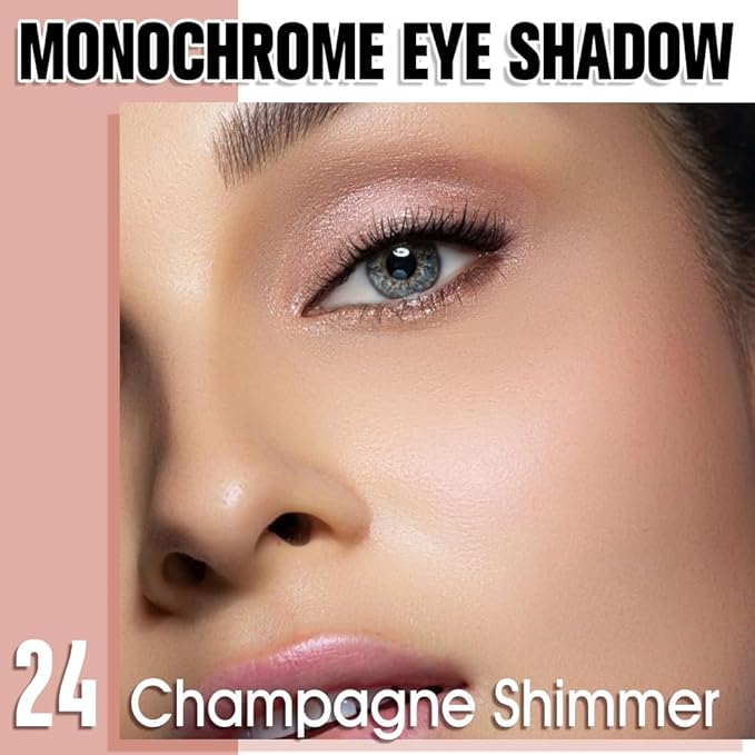 Champagne Shimmer Single Glitter Cream Eyeshadow Makeup, Neutral Powde Eye Shadow for Women, Rose Gold Sheer Glitter Eyeshadow Palette Pigmented Waterproof, sombras para ojos, Girls Daily Gifts