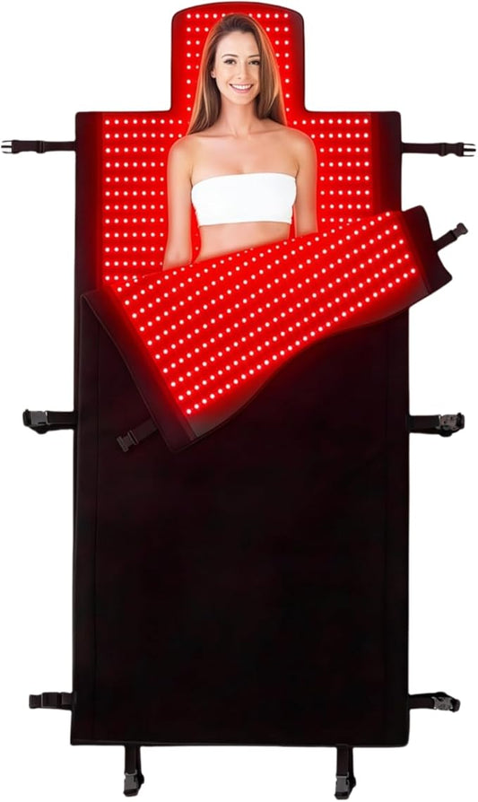 2026 Upgraded Dual Wavelength LED Beads 660nm&850nm Red Light Therapy Blanket Full Body, Used to Face and Body Pain Relief Skin Health Personal Care, 75" x 35'' (Black)