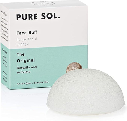 pureSOL Konjac Sponge - Original - Facial Sponge, Sponge, Eco-Friendly - Gentle Exfoliating Sponge, Deep Cleansing, Improved Skin Texture - Konjac Facial Cleansing Sponge