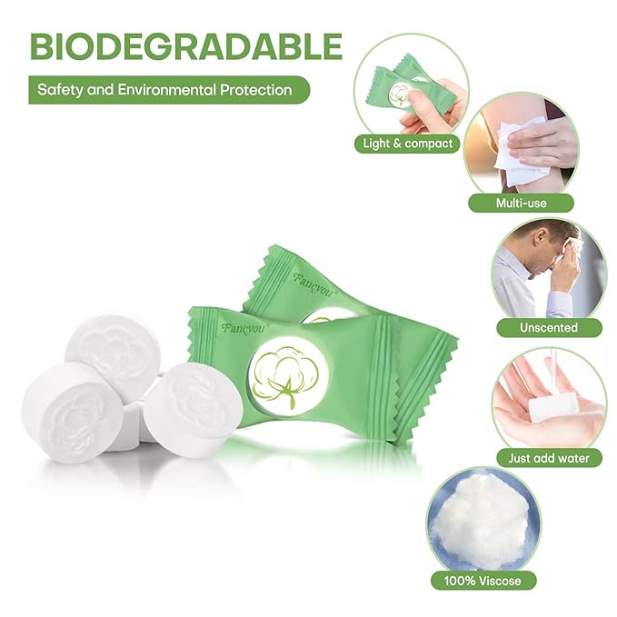 Disposable Face Towel for Travel 300 Pcs, Thicken Compressed Towels, Compact Mini Coin Tissue Eco-Friendly Clean Cotton Washcloths, Portable Facial Towels for Beauty Gym Home Use (Green)