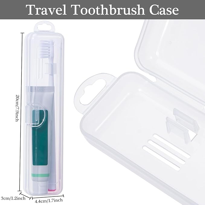 Gamdee Toothbrush Travel Case 2 Pack, Clear Toothbrush Case Holder Travel Size Plastic Toothbrush Holder Toothpaste Storage Container Portable for Traveling, 7.87 x 1.85 x 1.18”