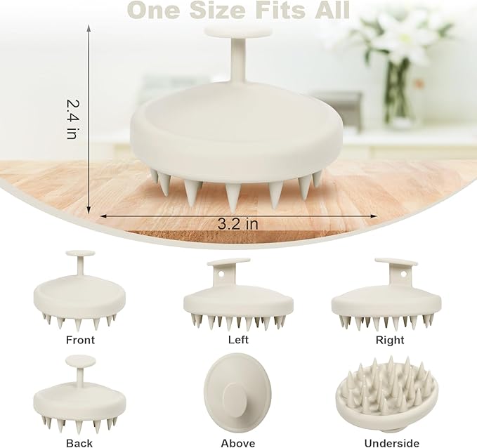 Meartchy Silicone Scalp Massager, Scalp Scrubber for Hair Growth with Soft Bristles, Scalp Exfoliator Brush Dandruff Removal Shampoo Brush for Wet Dry Scalp Care (Warm Grey)