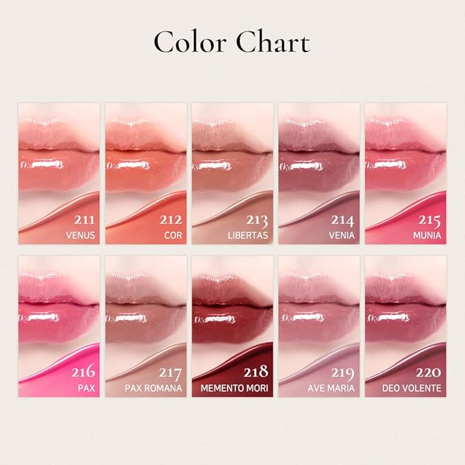 DINTO Blur-Glowy Lip Tint - Glossy Finish, Hydrating, Long Lasting, Lightweight Texture, Non-Sticky, Vegan & Cruelty-Free, K beauty (204 Modestia, 0.11 fl.oz) (30 colors)