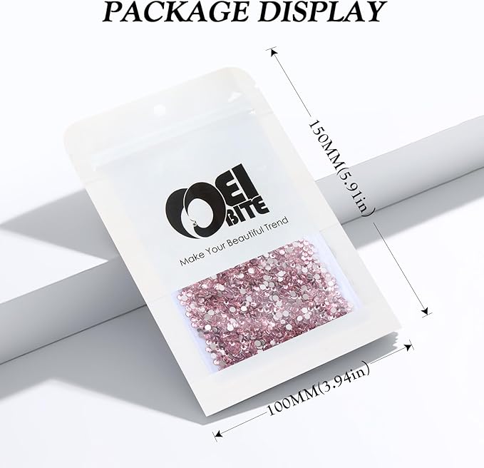 Meibite Pink Flatback Rhinestones, Glass Rhinestones for Nail Art and Craft, Glue Fix, Loose Crystal Gemstones(Pink, SS8, 2880pcs, 2.3-2.5mm)