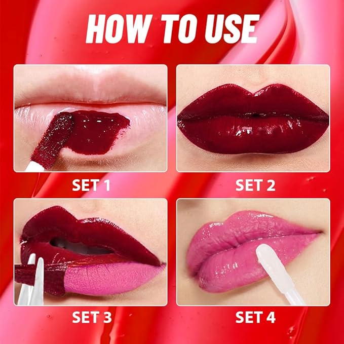 JUAAZIN Raspberry Peach Lip Stain Peel Off Lip liner and Lip oil with Tweezer, Dual-Ended Peel Off Lip Stain Tattoo, Highly Pigmented Long Lasting Waterproof, Transfer-proof for All Skin Types, 03#