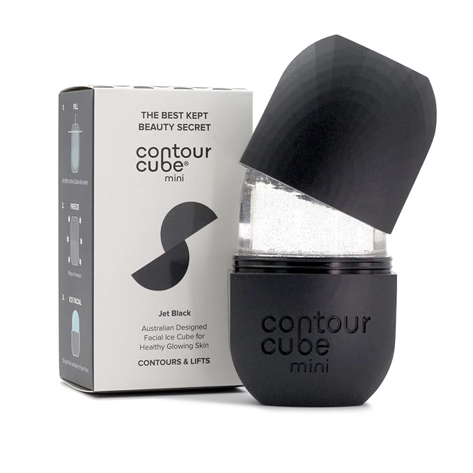 Contour Cube Mini - Revolutionary Ice Roller for Sculpting & De-Puffing - Face Ice Roller & Massager - Ice Mold for Face - Compact Skin Care Tools for Daily Skincare & Travel - Jet Black