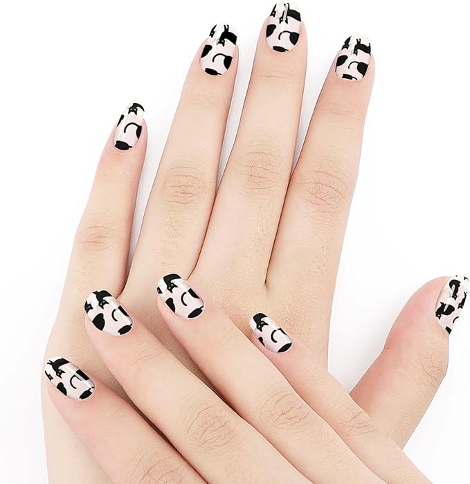 WUXEKZO Black Cats Nail Decals Stickers - 5 Sheets, Full Cover Nail Stickers Wraps Decals DIY Nails Art Decor for Women Nails Supplies Manicure Decorations