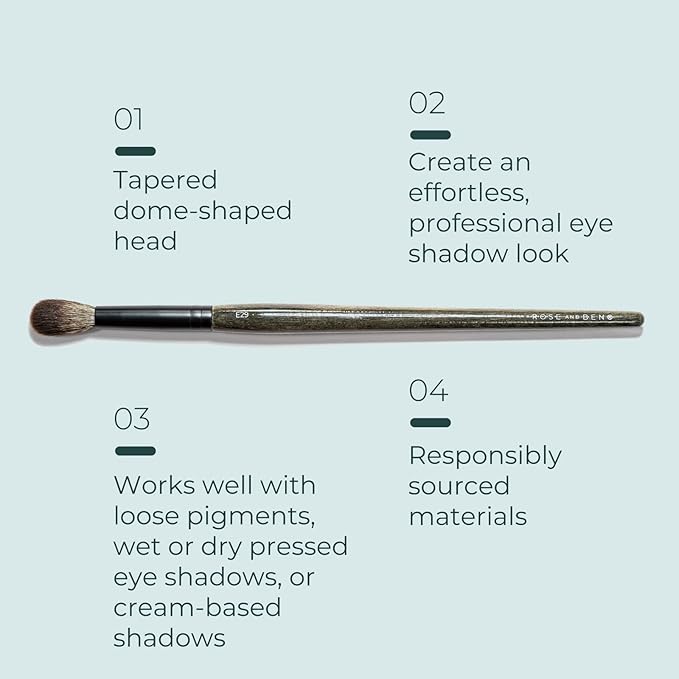 Rose and Ben Beauty E29 Blending Eye Brush | Tapered Dome for Contouring & Depth | Cruelty-Free Bristles