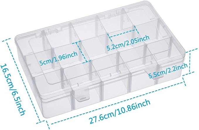 Nail Tip False Empty Tips Organizer Storage Box with 15 Number Spaces Storage Case Container Nail Plastic Grid Box for Fingernail Crystal Jewelry Accessories (White)