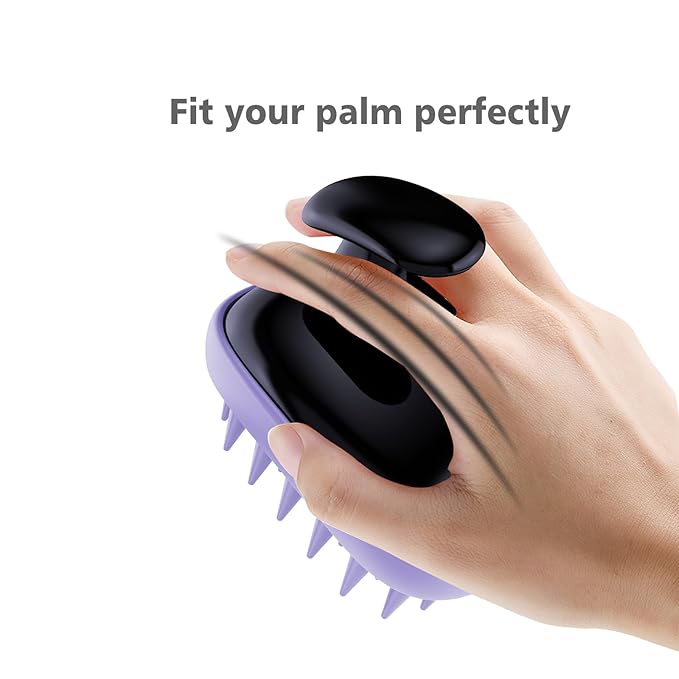 Rebex 2-in-1 Scalp Massager Shampoo Brush,Scalp Scrubber, Exfoliator Brush for Removing Dandruff & Hair Growth,Detangling Scrubber for Wet or Dry Hair (Black Purple)