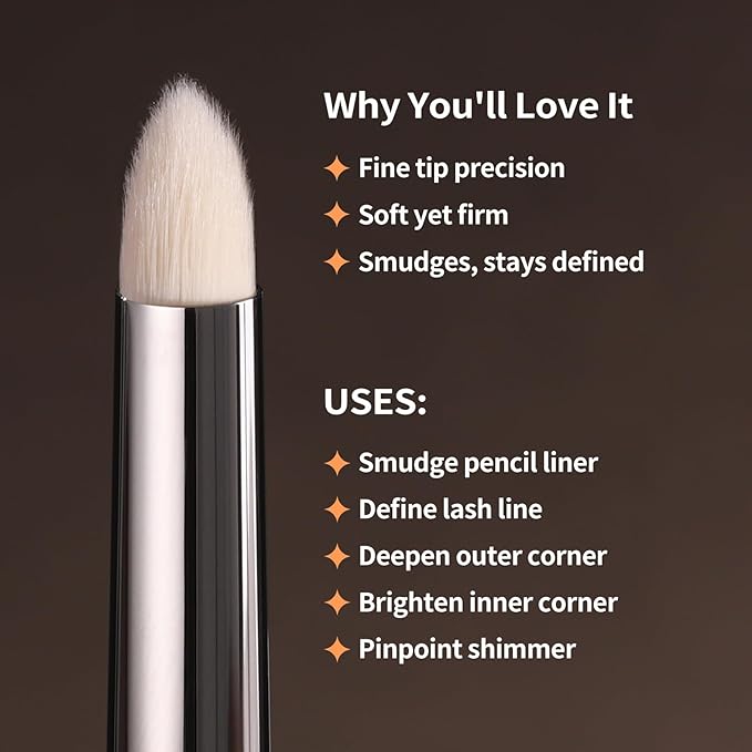 Small Eyeshadow Brush, Soft Firm Pencil Brush with Precise Point, Delicate Areas Eye Shadow Applicator for Inner Eye & Different Eye Shape (197 Micro Pencil)