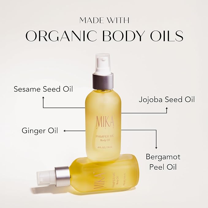 Luxury Organic Body Oil After Shower for Women - 4 oz Moisturizing Body Oil for Dry Skin W/Sesame & Jojoba Seed, Ginger & Bergamot Oils - USDA|NOP Certified Organic, Non-Greasy, Paraben Free