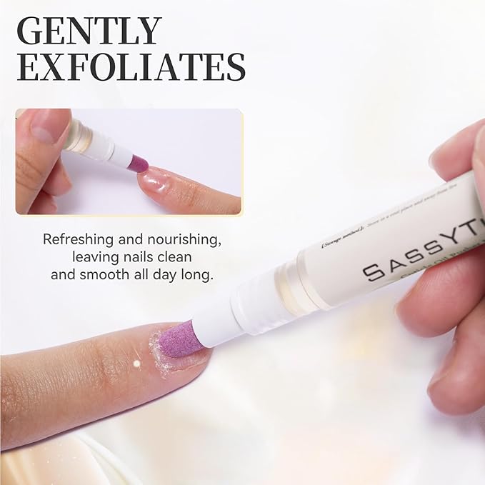 SASSYTIP Cuticle Care Duo: Cuticle Remover Gel & Ceramic Pusher Pen | Instant Dead Skin Removal & Deep Hydration | For Salon-Smooth Nails, Gel & Press-On Prep | 1 fl oz + 2ml Oil Pen (Beige&Gel)